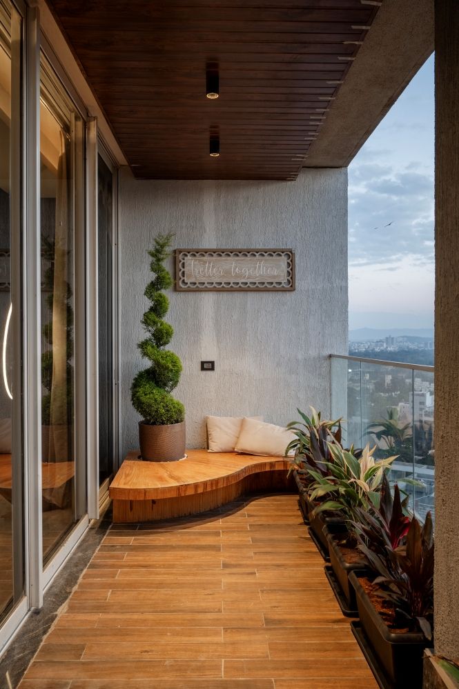 Biophilic Green Balcony with Weatherproof WPC Wood Tiles #9